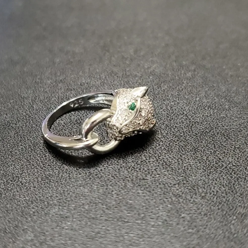 Sterling silver leopard head ring size 6